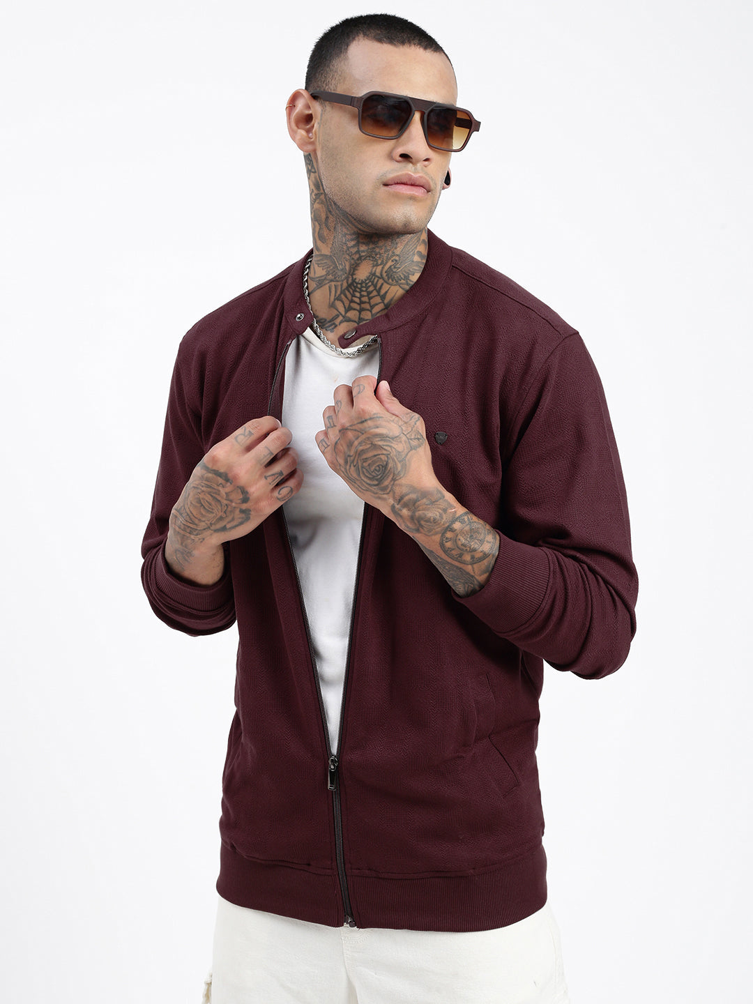 Men Brown Solid Sweatshirt