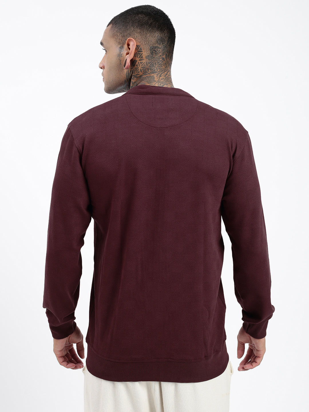 Men Brown Solid Sweatshirt