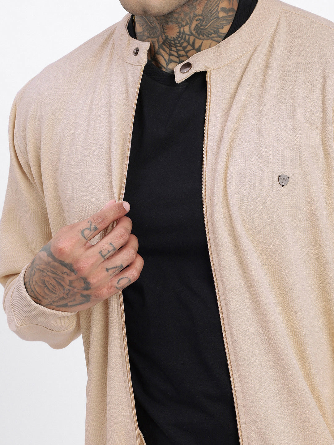 Men Cream Solid Sweatshirt