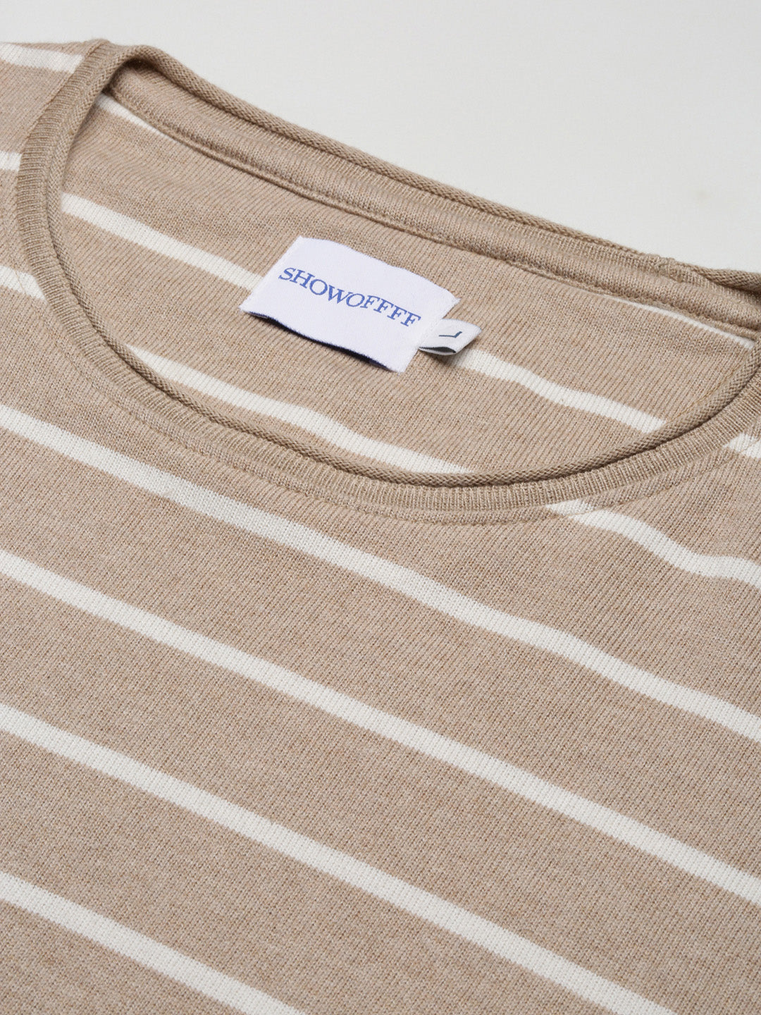 Men Beige Striped T Shirt