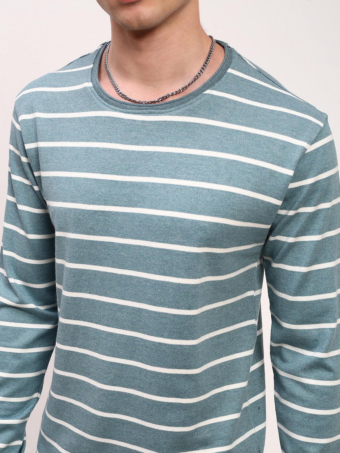 Men Blue Striped T Shirt