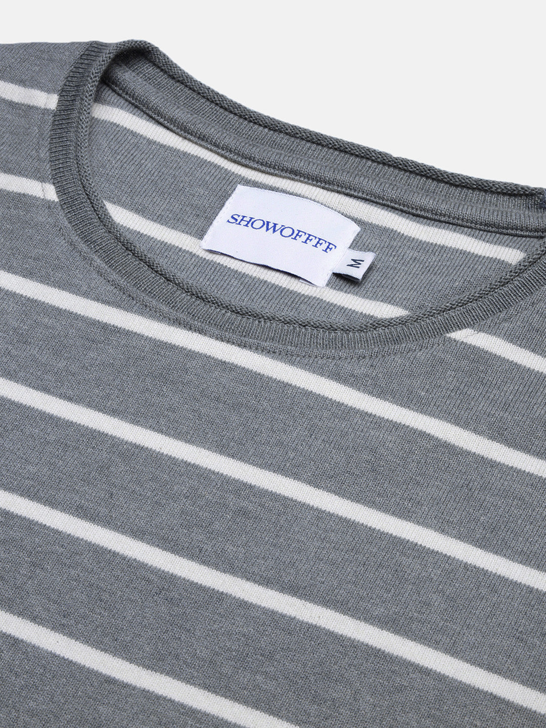 Men Grey Striped T Shirt