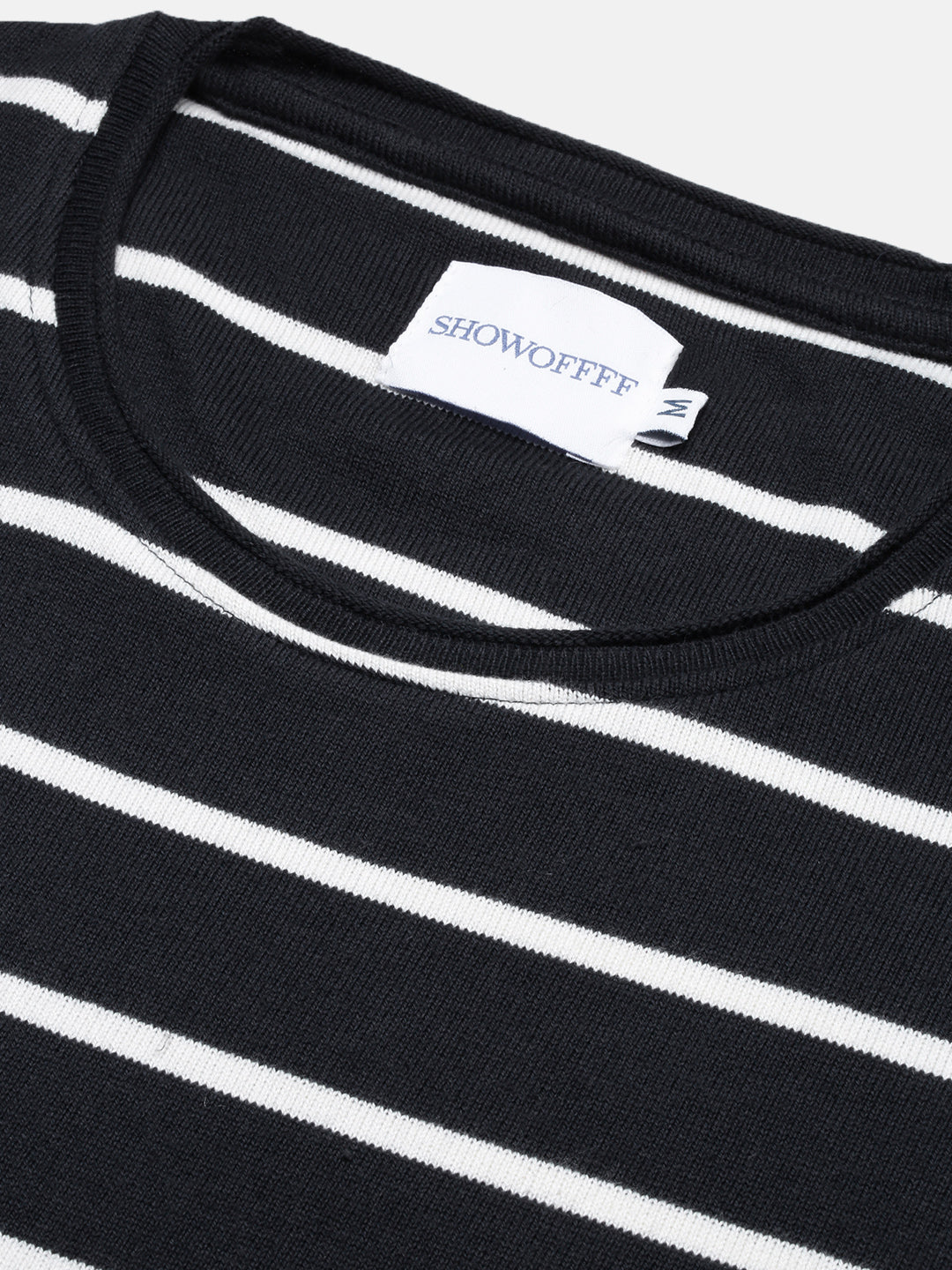 Men Navy Blue Striped T Shirt