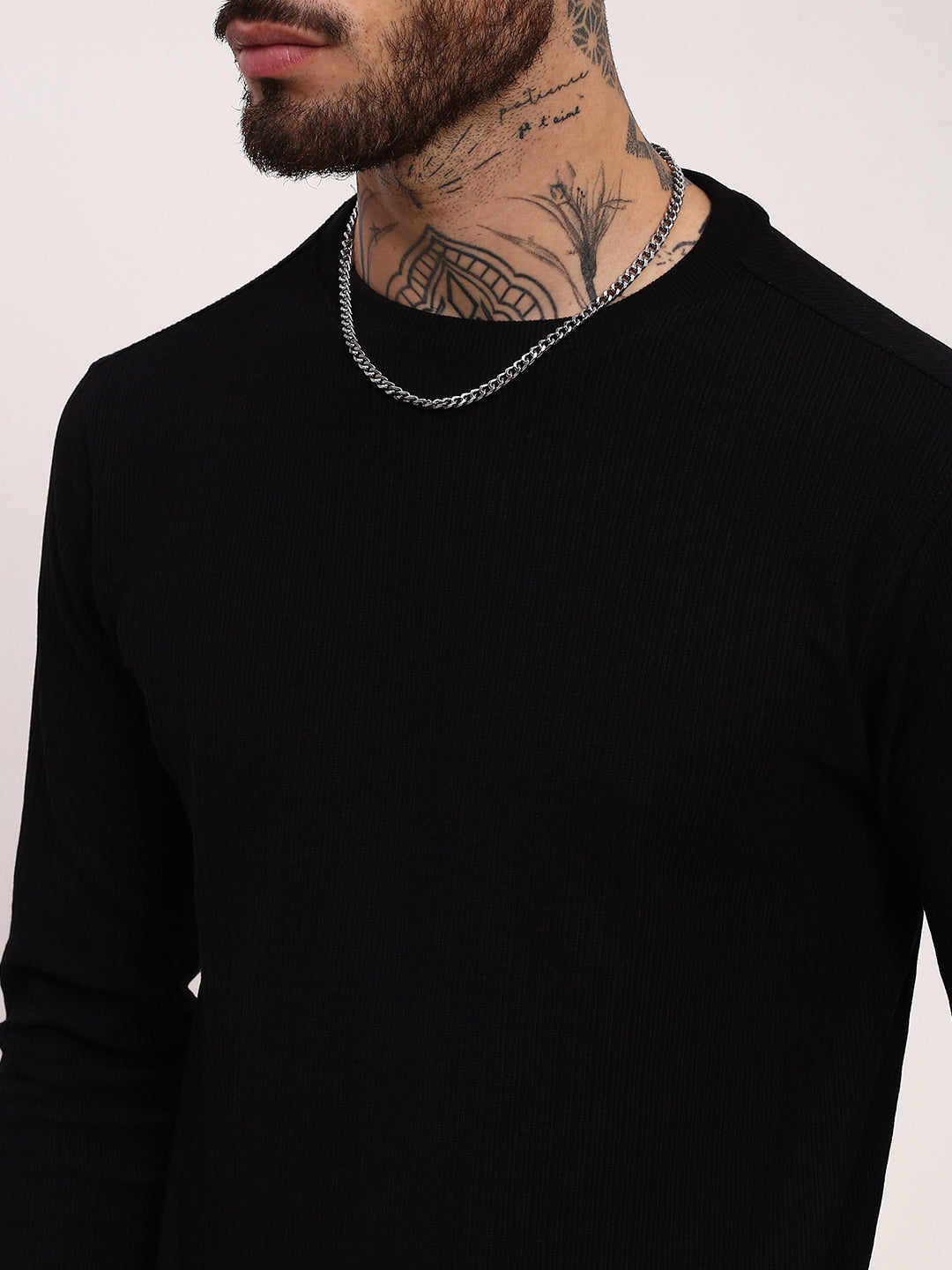 Men Black Solid Sweatshirt