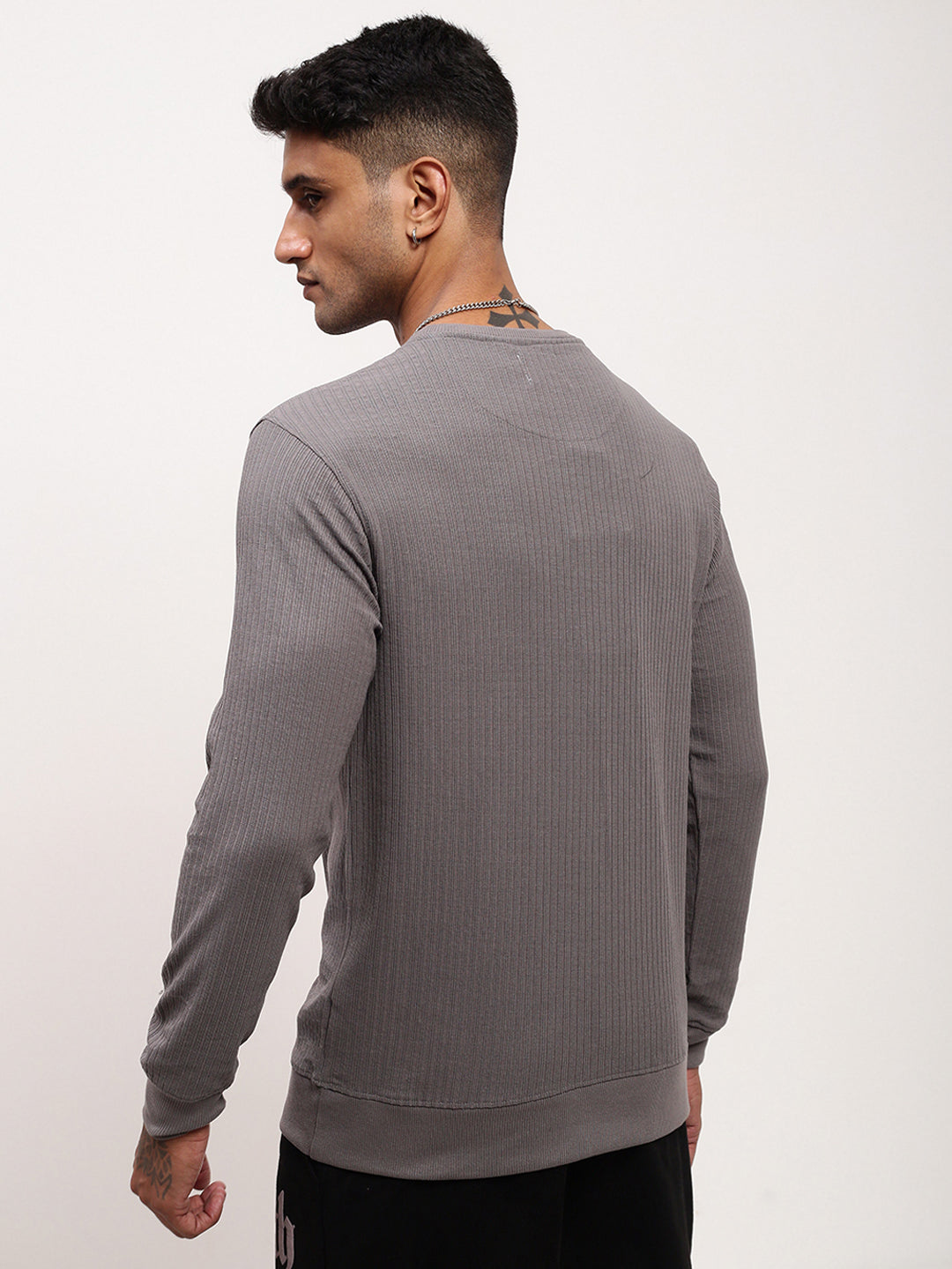 Men Grey Solid Sweatshirt