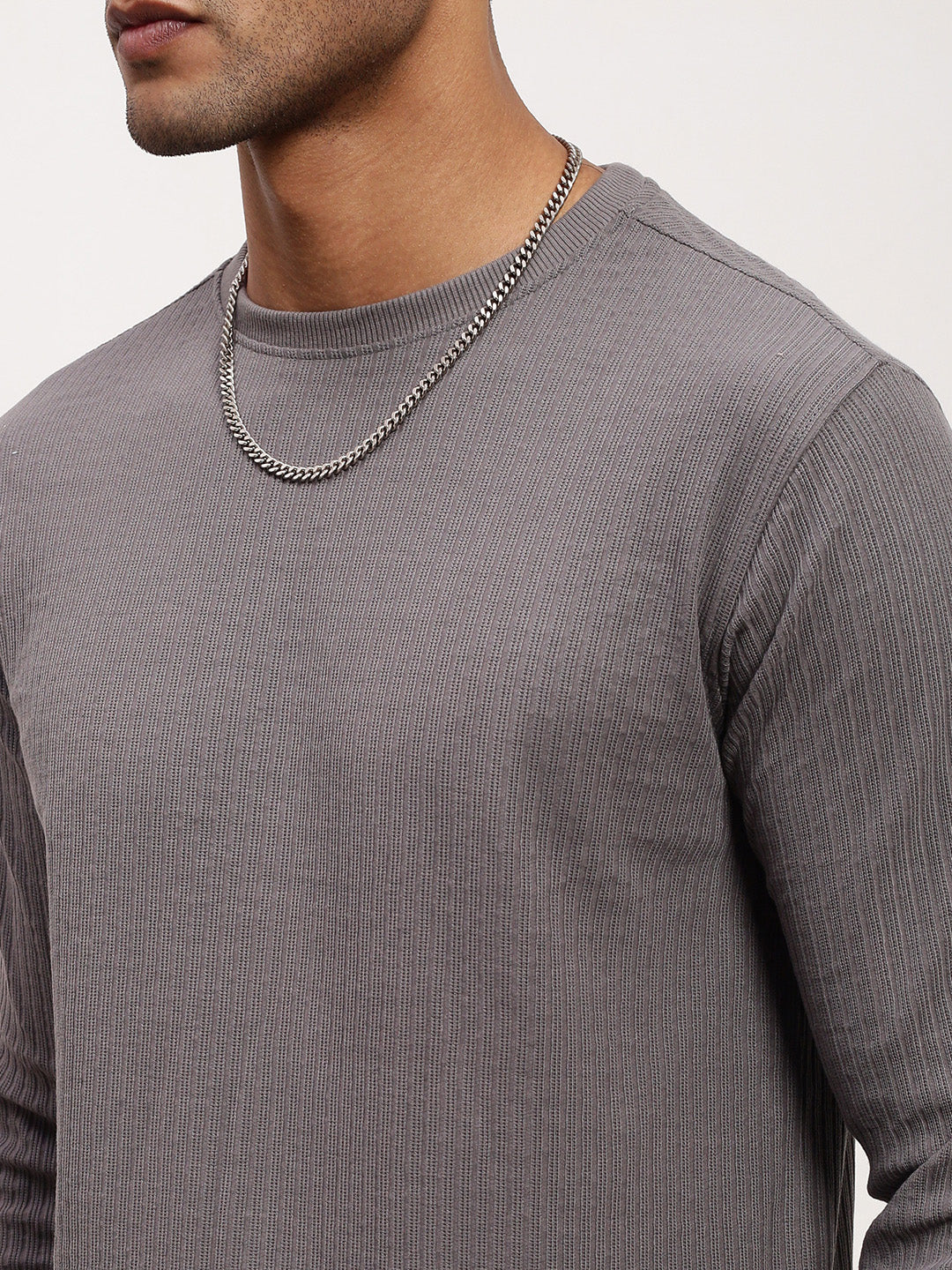 Men Grey Solid Sweatshirt