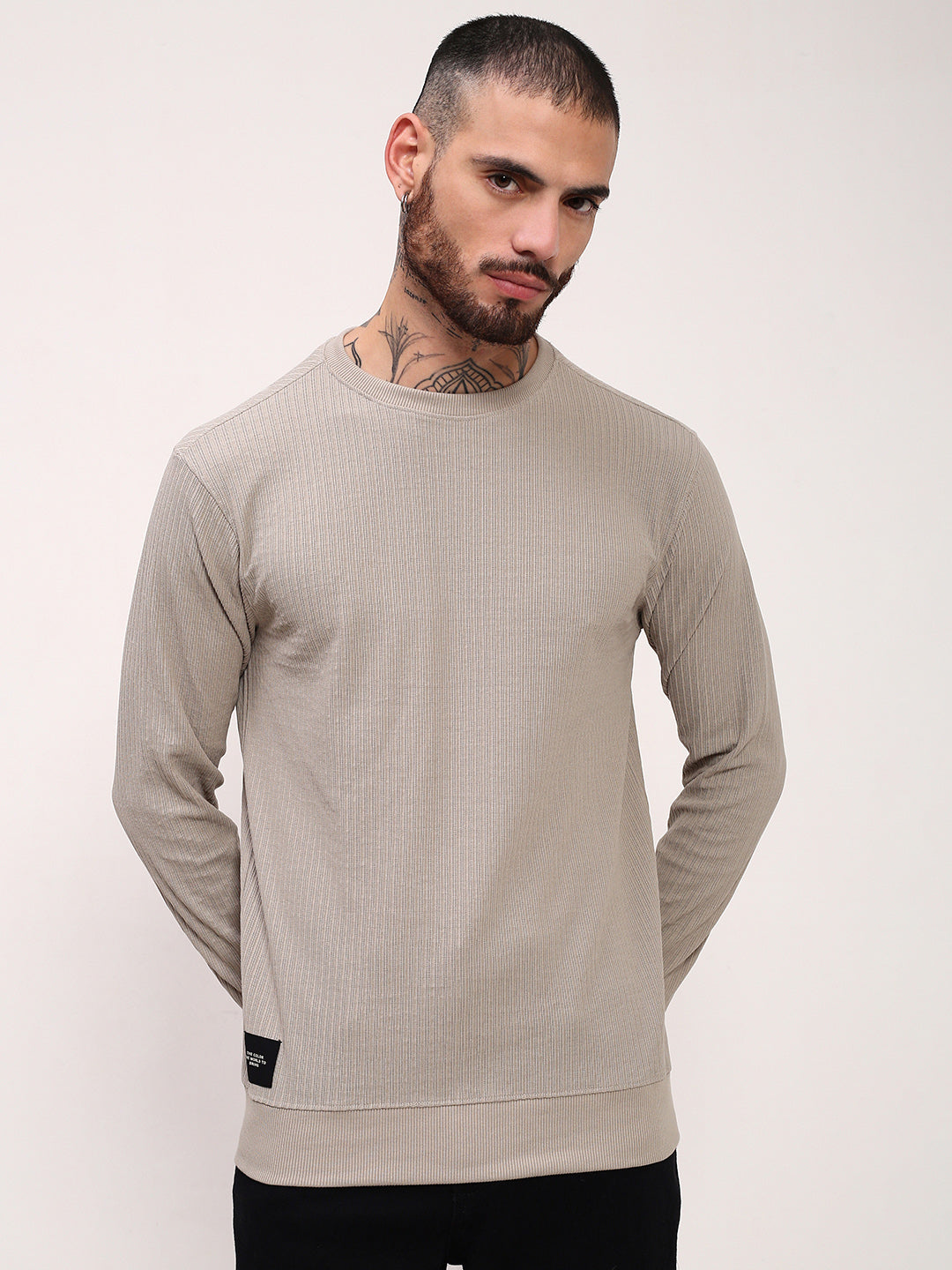 Men Grey Solid Sweatshirt