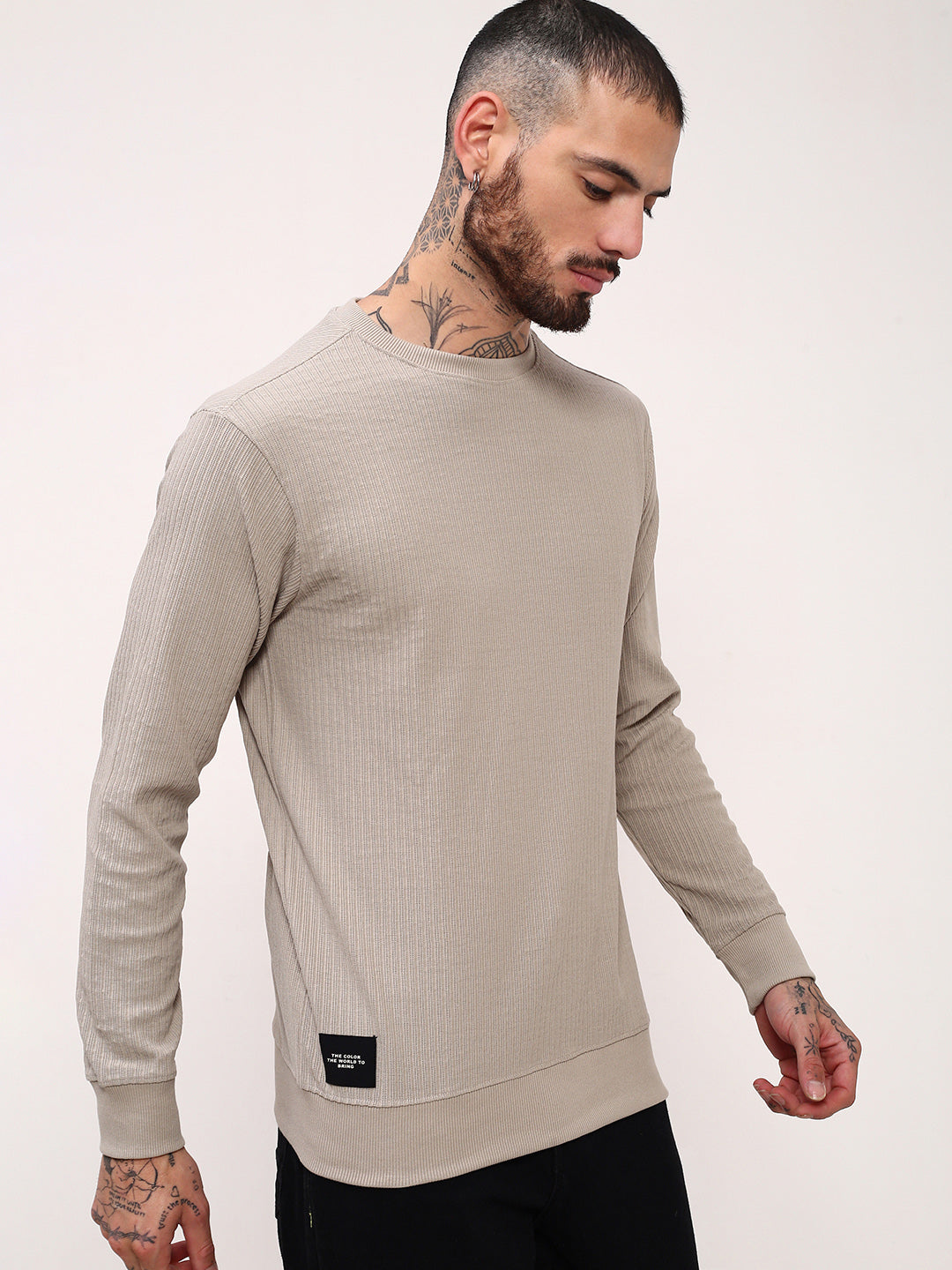 Men Grey Solid Sweatshirt