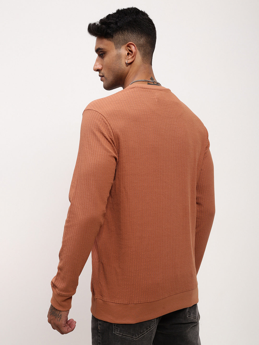 Men Rust Solid Sweatshirt