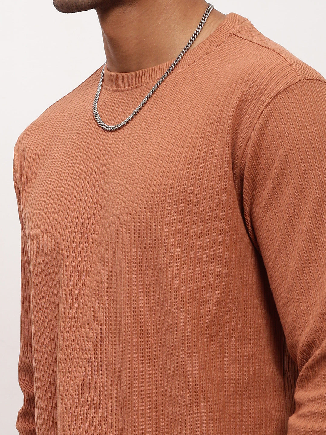 Men Rust Solid Sweatshirt