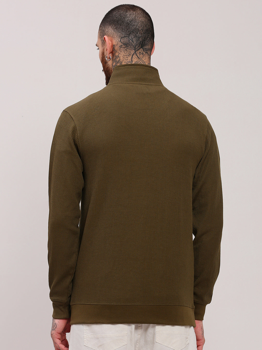 Men Olive Solid Sweater