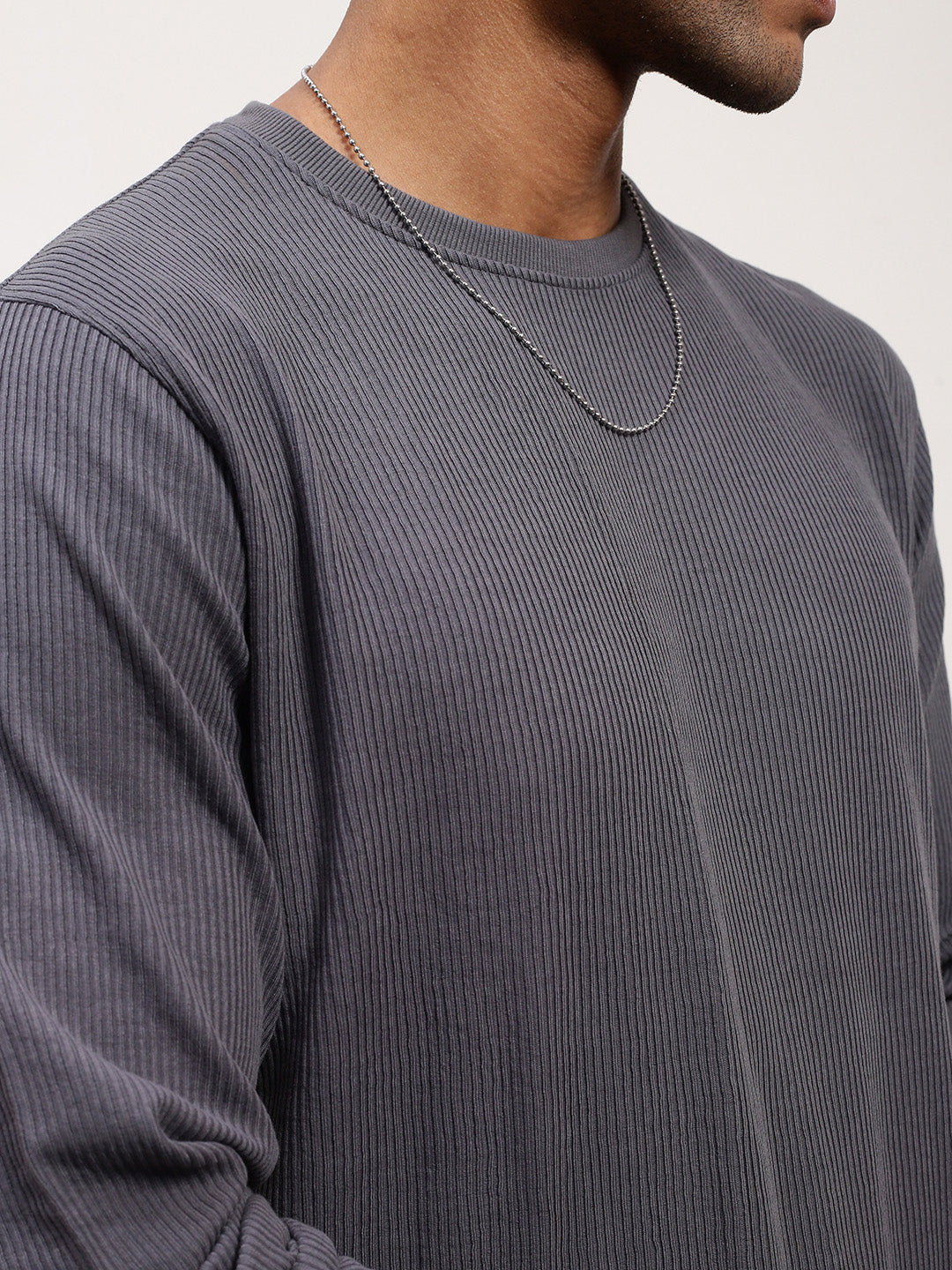 Men Grey Solid Sweatshirt