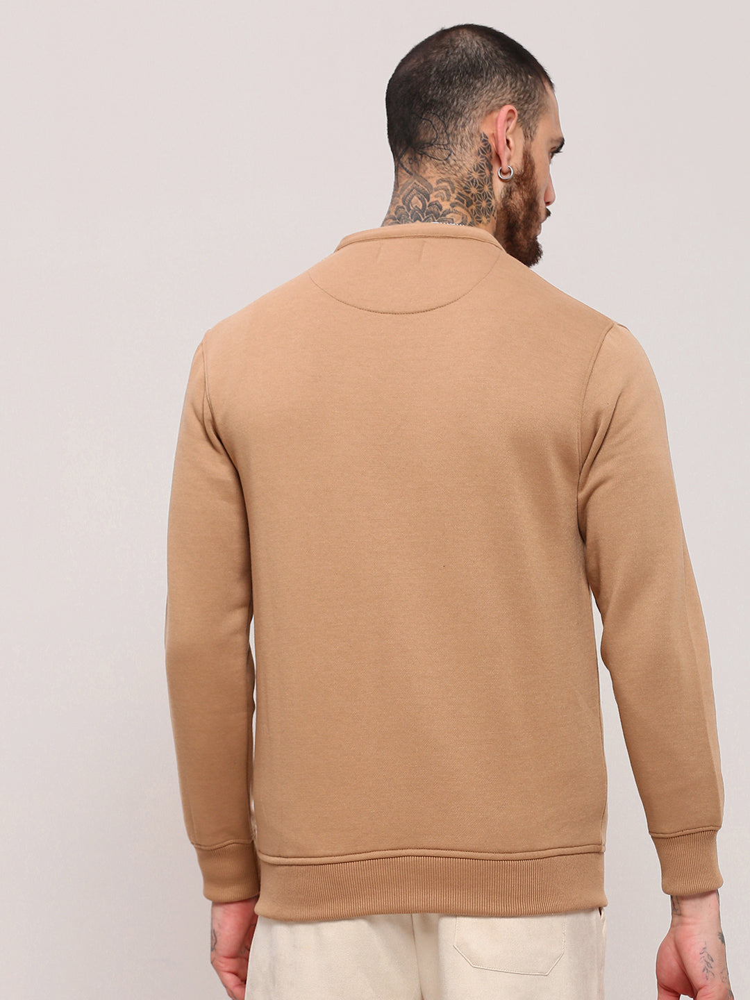 Men Brown Solid Sweatshirt