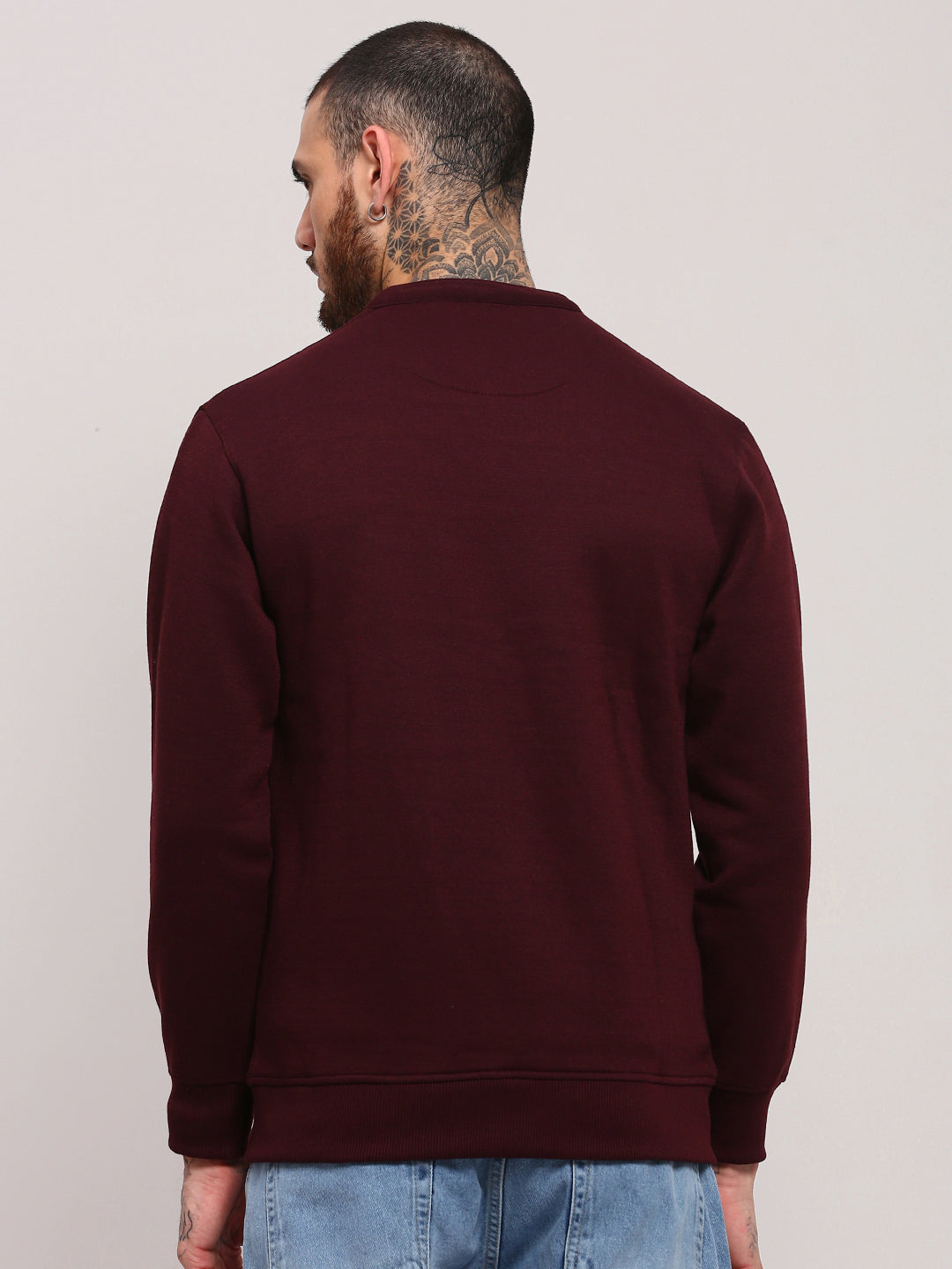 Men Burgundy Solid Sweatshirt