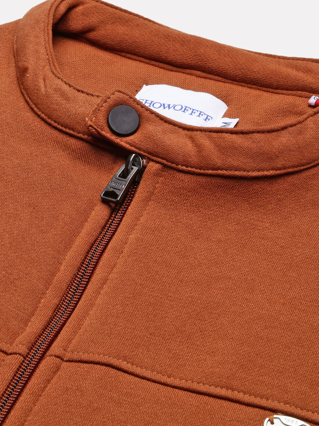 Men Camel Brown Solid Sweatshirt