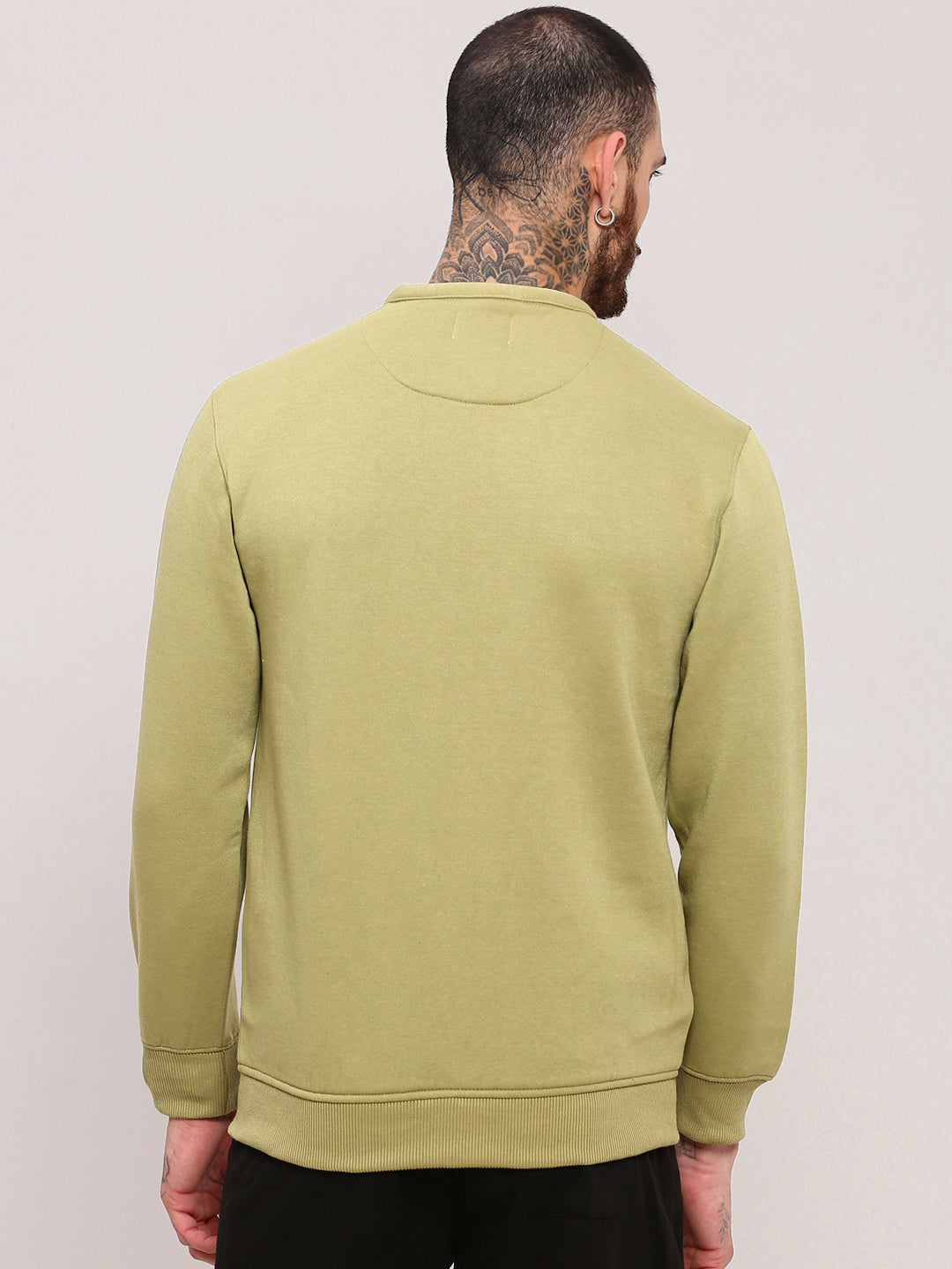 Men Green Solid Sweatshirt