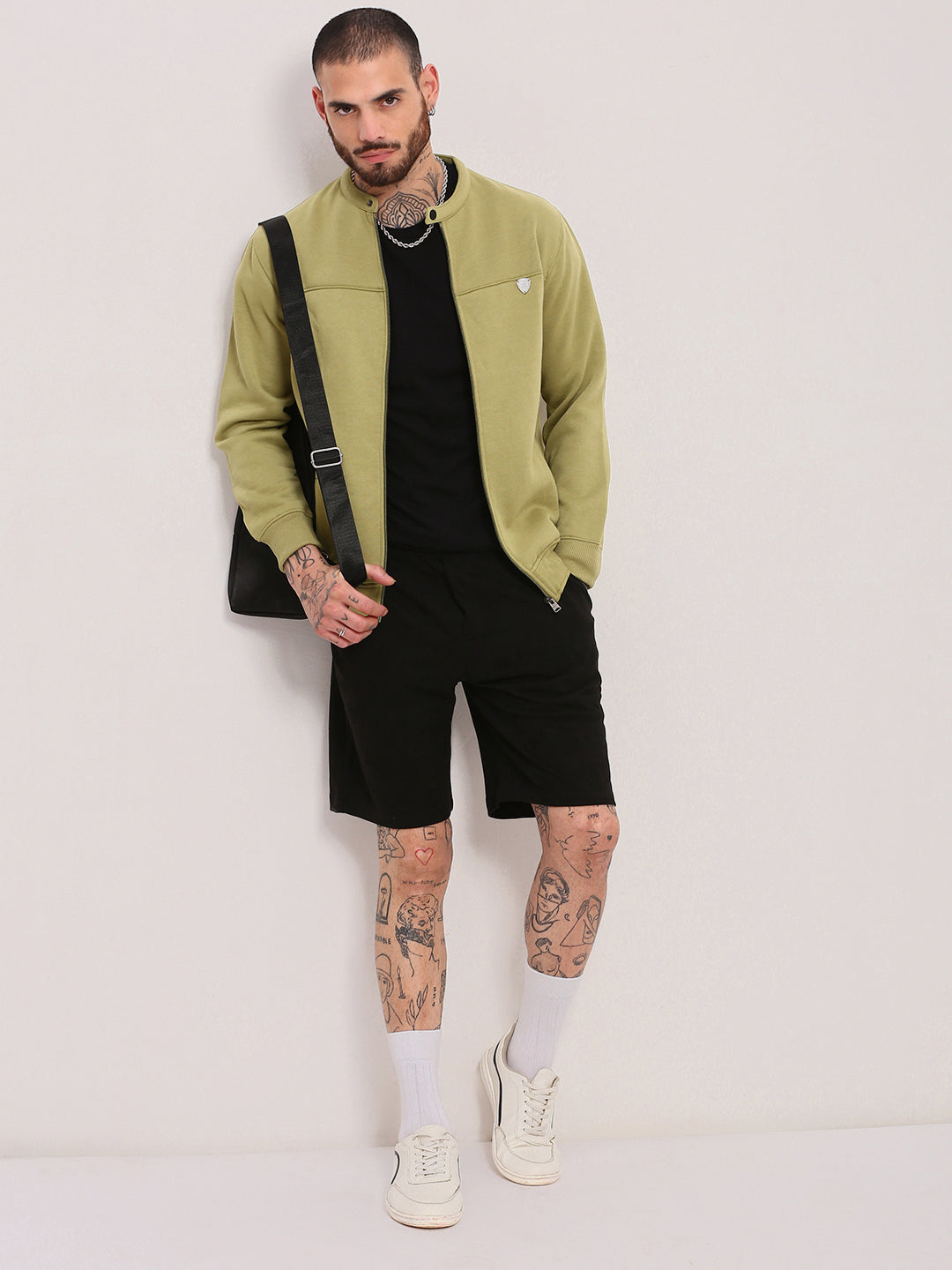 Men Green Solid Sweatshirt