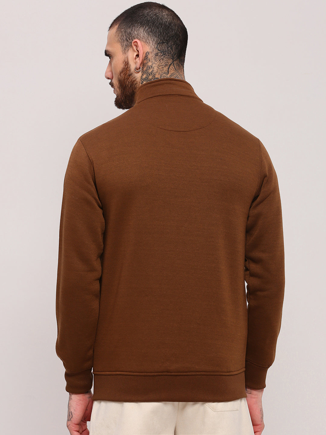 Men Brown Solid Sweatshirt