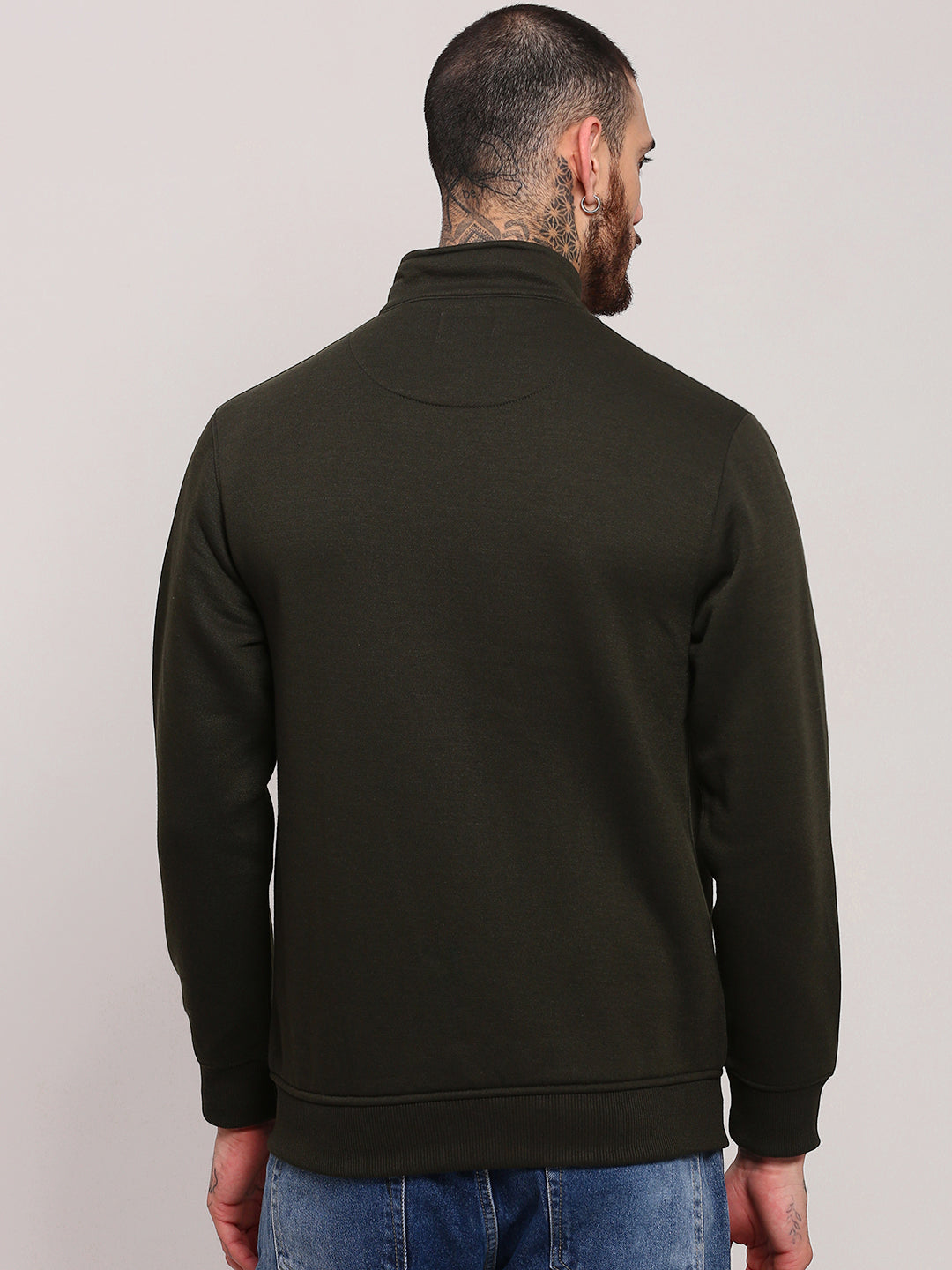 Men Green Solid Sweatshirt