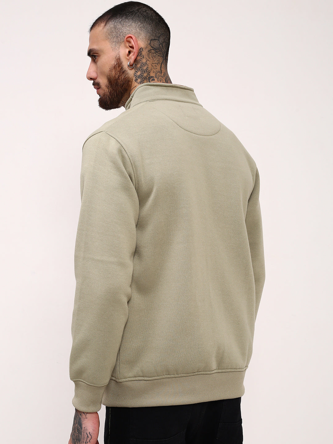 Men Green Solid Sweatshirt