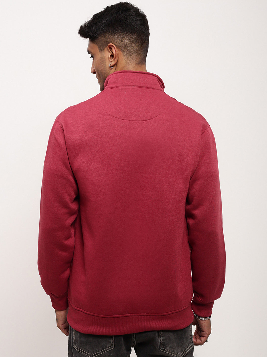 Men Red Solid Sweatshirt