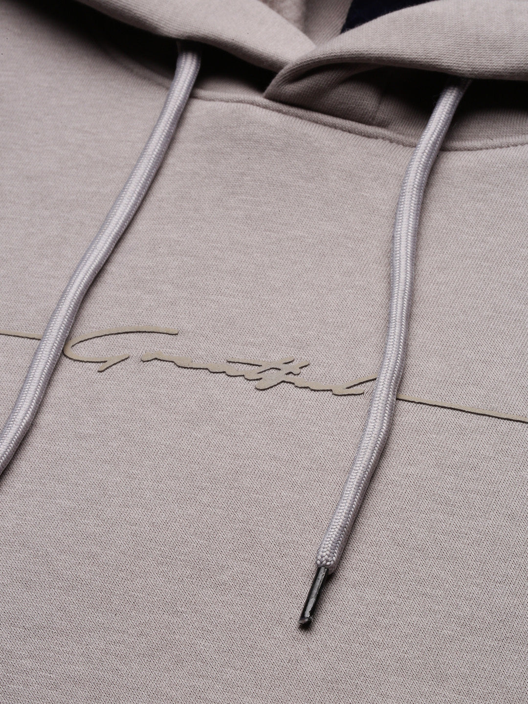 Men's Grey Solid Hooded Pullover