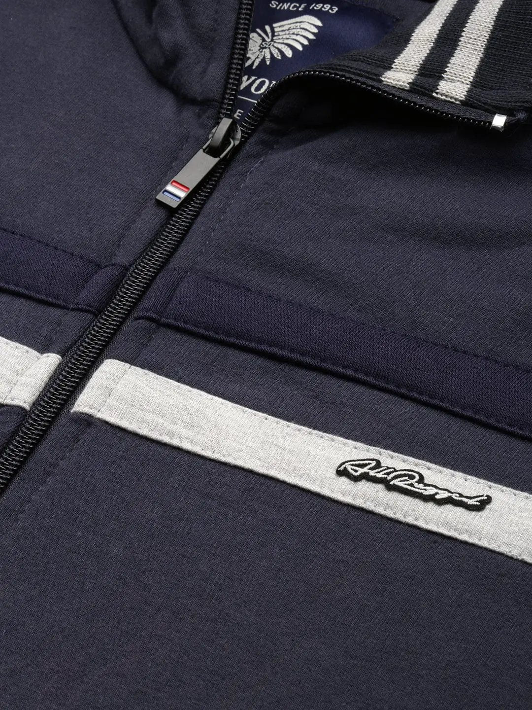 Men's Mock Collar Solid Navy Blue Tracksuit