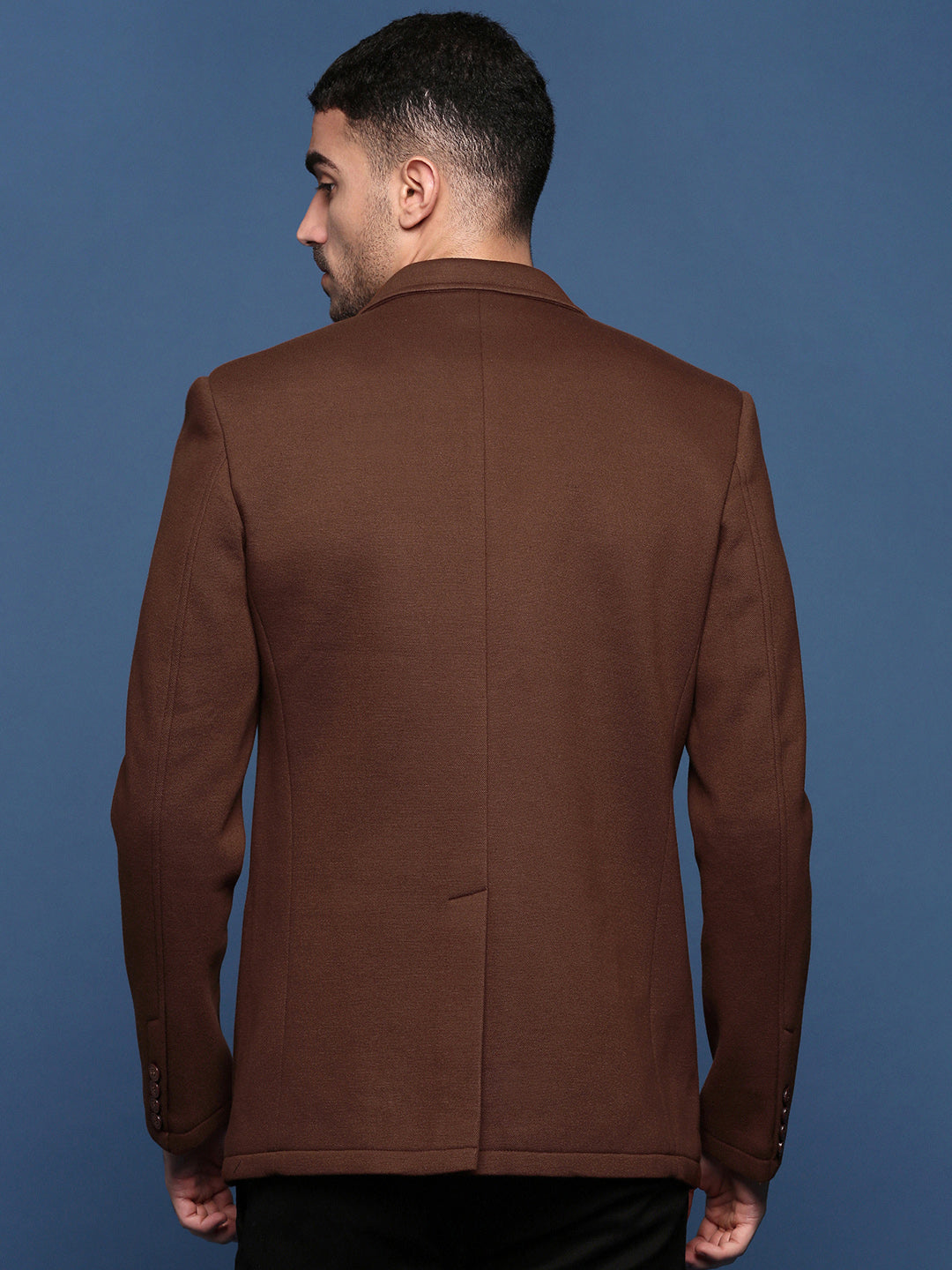 Men Brown Slim Fit Single Breasted Blazer