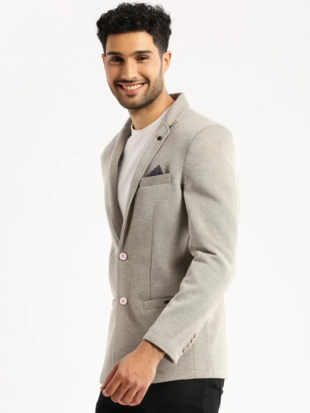 Men's Grey Solid Single Breasted Blazer - from SHOWOFFFF