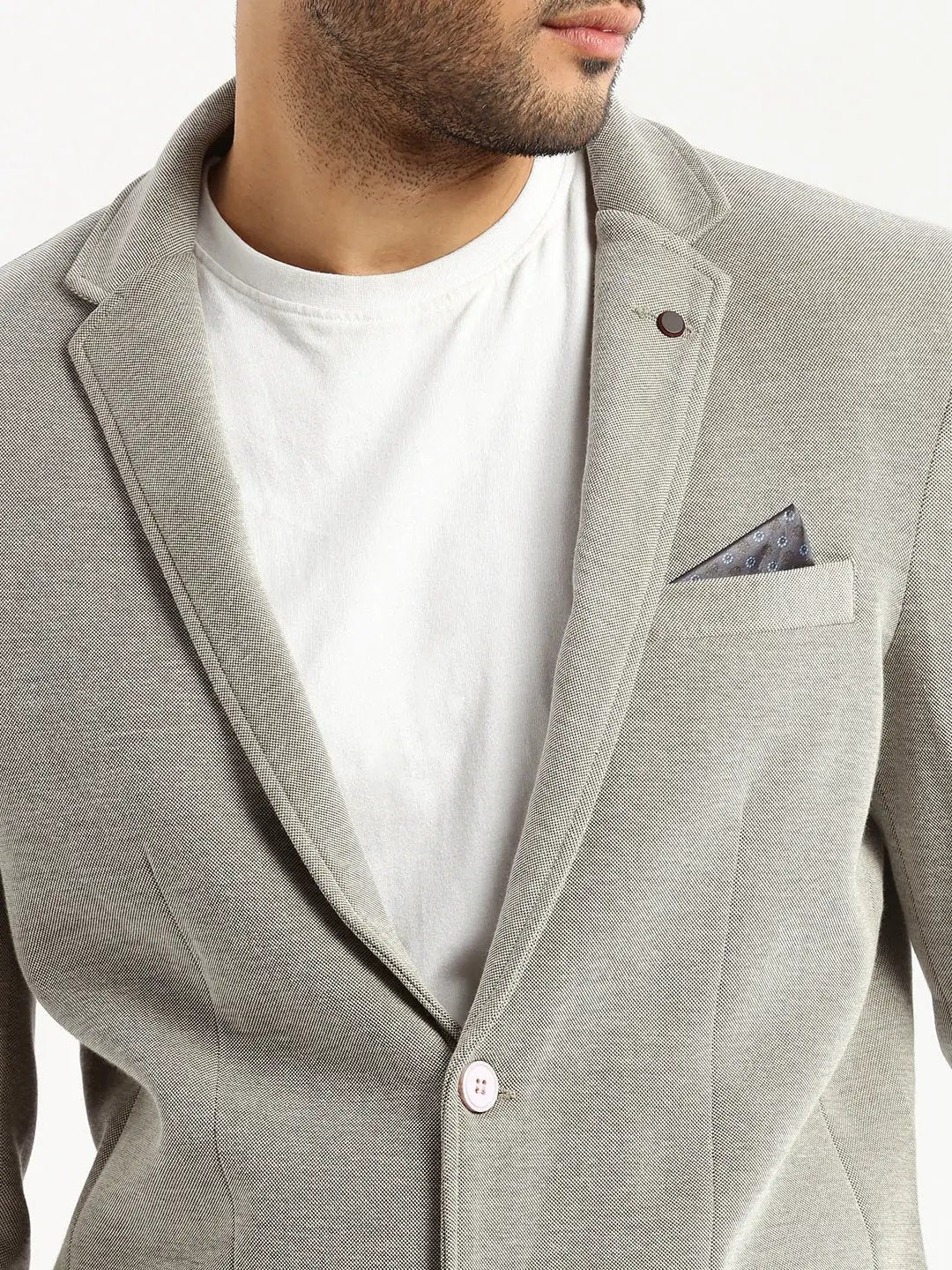 Men's Grey Solid Single Breasted Blazer - from SHOWOFFFF