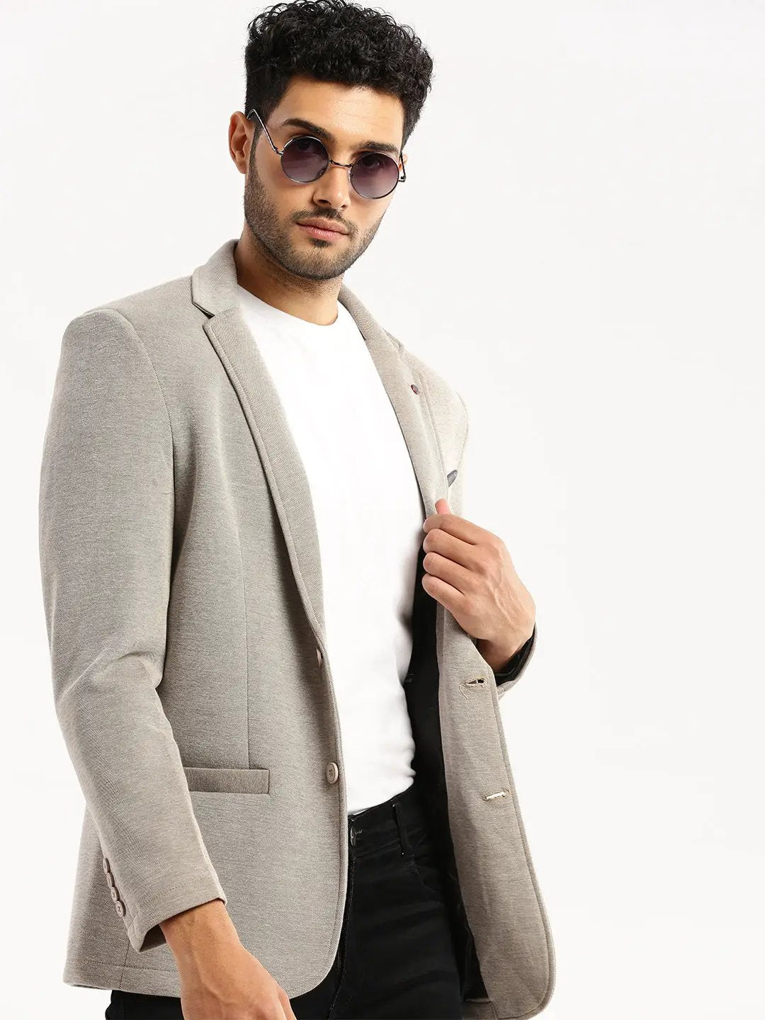 Men's Grey Solid Single Breasted Blazer - from SHOWOFFFF