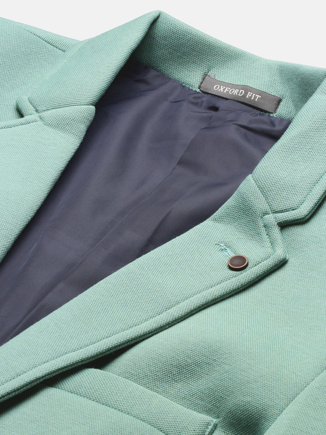 Men Sea Green Slim Fit Single Breasted Blazer