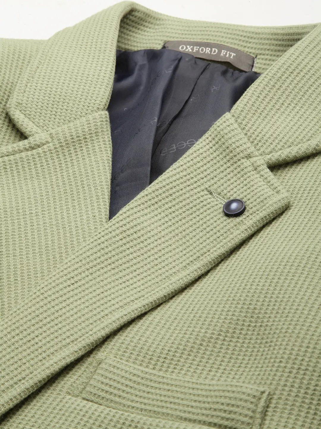 Men's Olive Self Design Single-Breasted Regular-Fit Blazer - from SHOWOFFFF