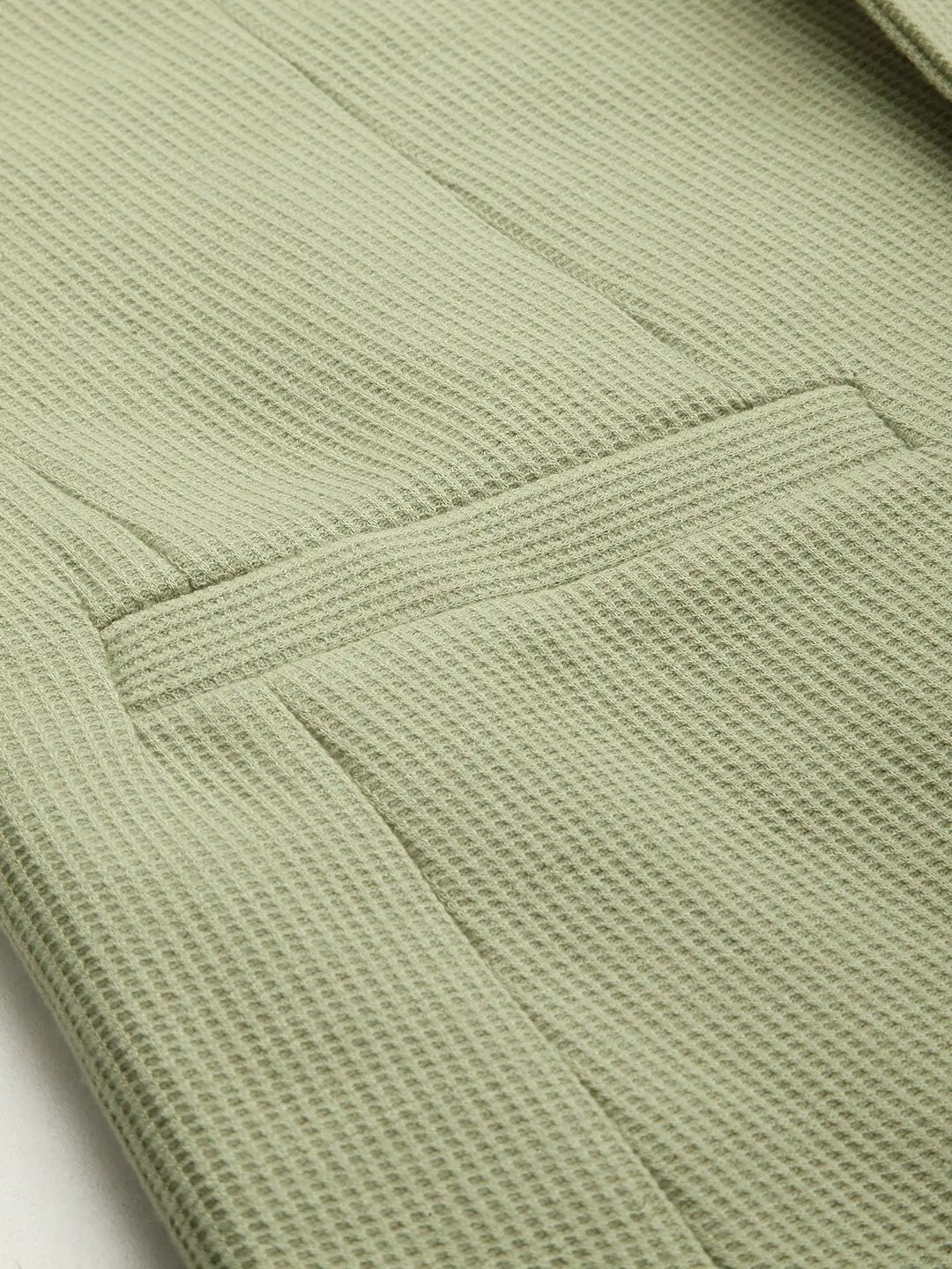 Men's Olive Self Design Single-Breasted Regular-Fit Blazer - from SHOWOFFFF