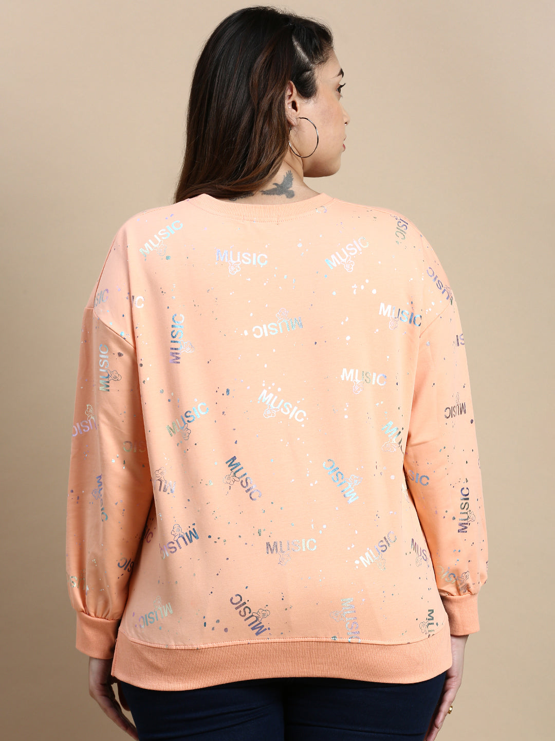 Women Typography Peach Top