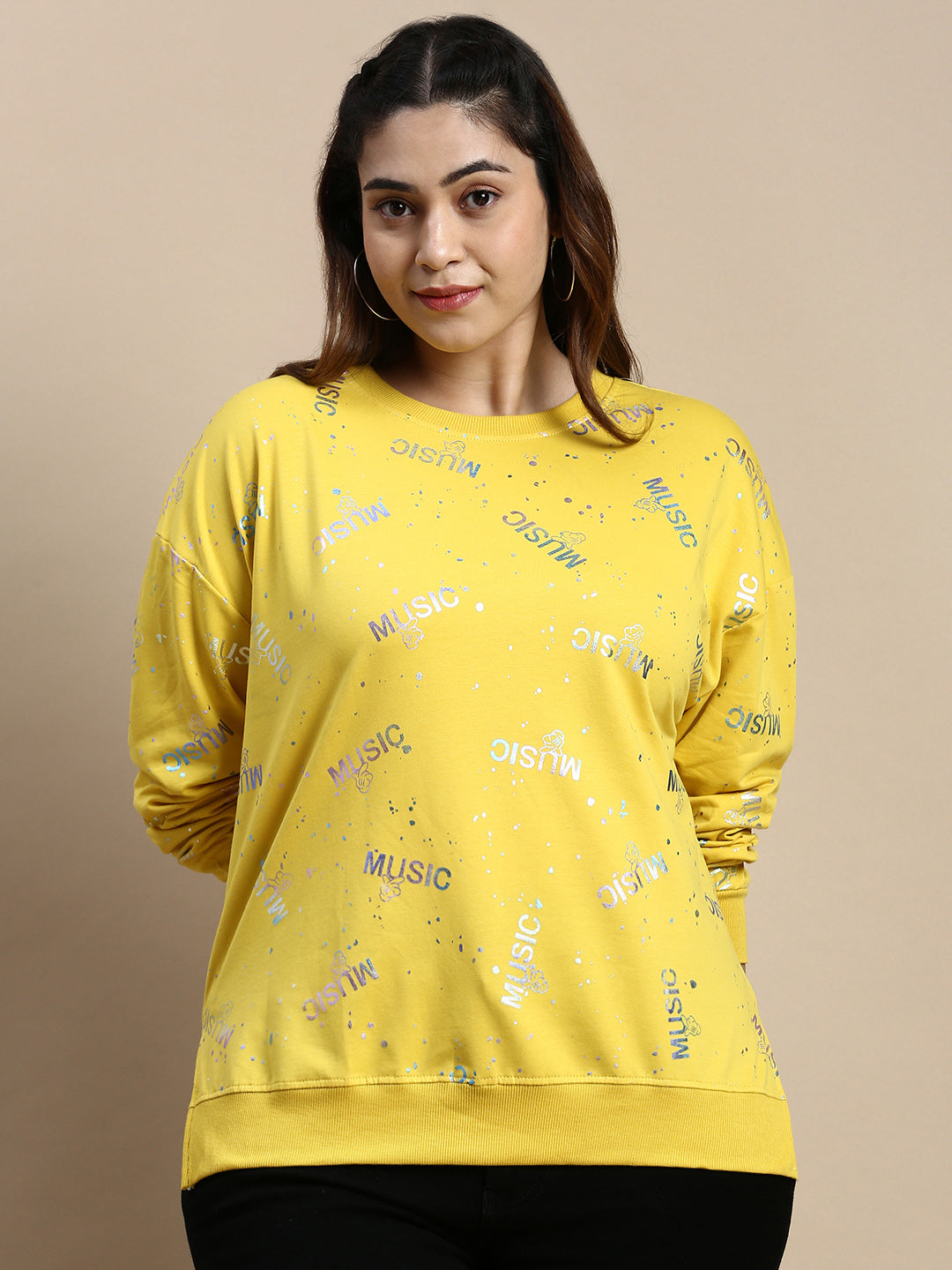 Women Typography Yellow Top