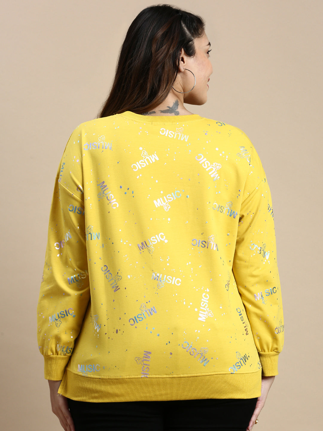 Women Typography Yellow Top