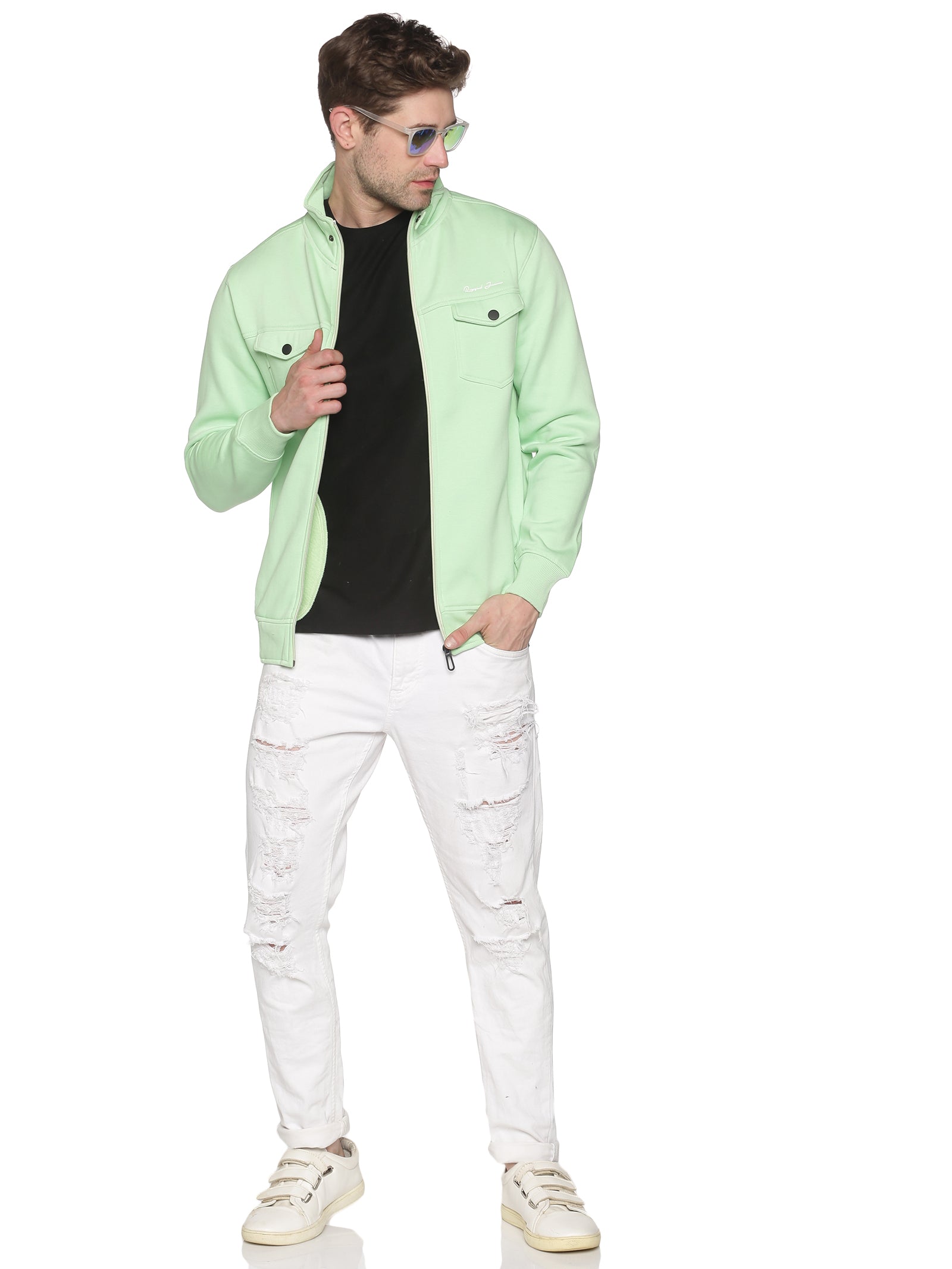 Men Solid Green Sweatshirt