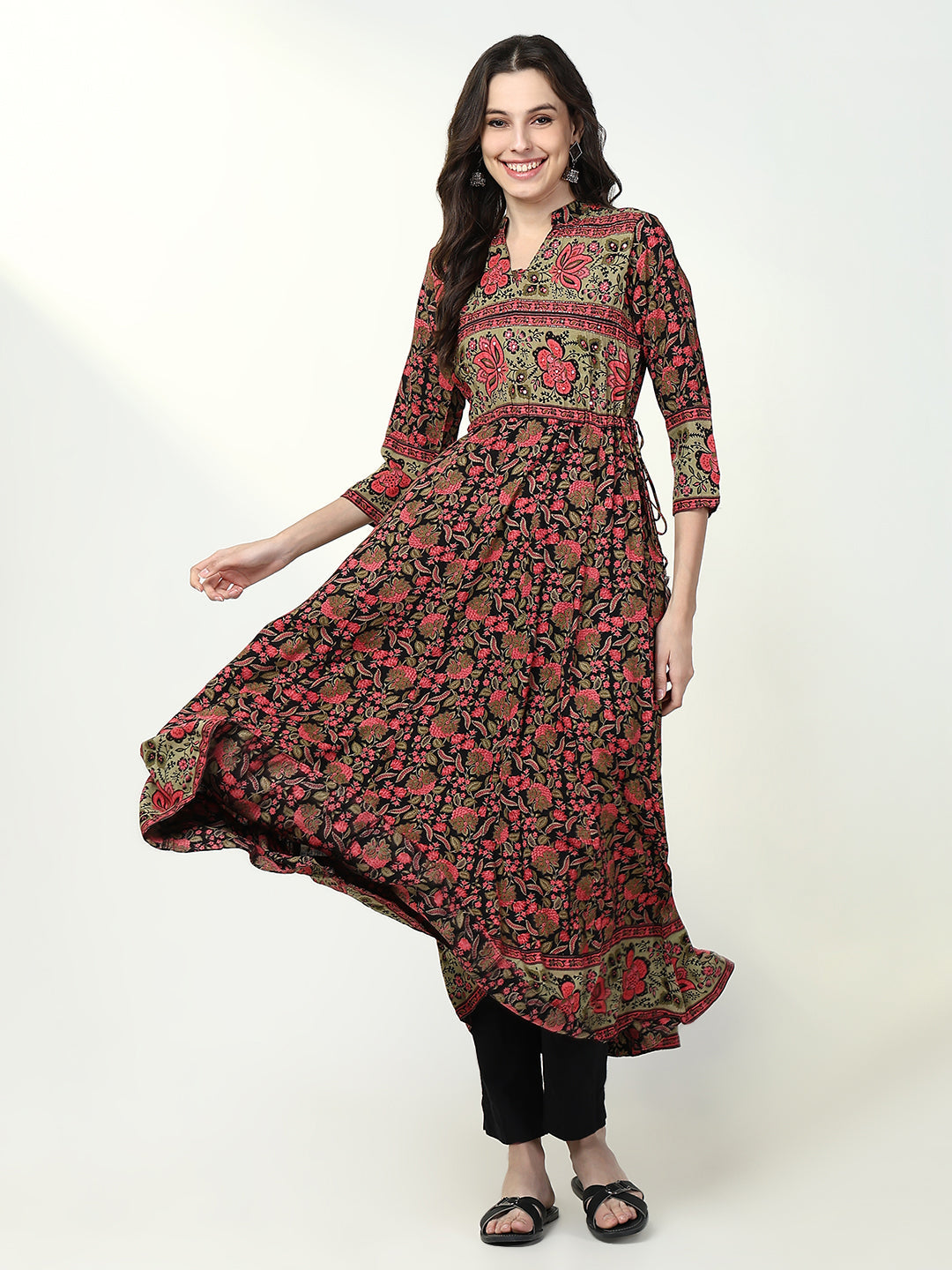 Women Multi Floral Anarkali Kurta