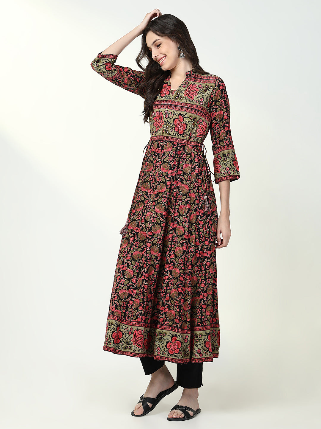 Women Multi Floral Anarkali Kurta