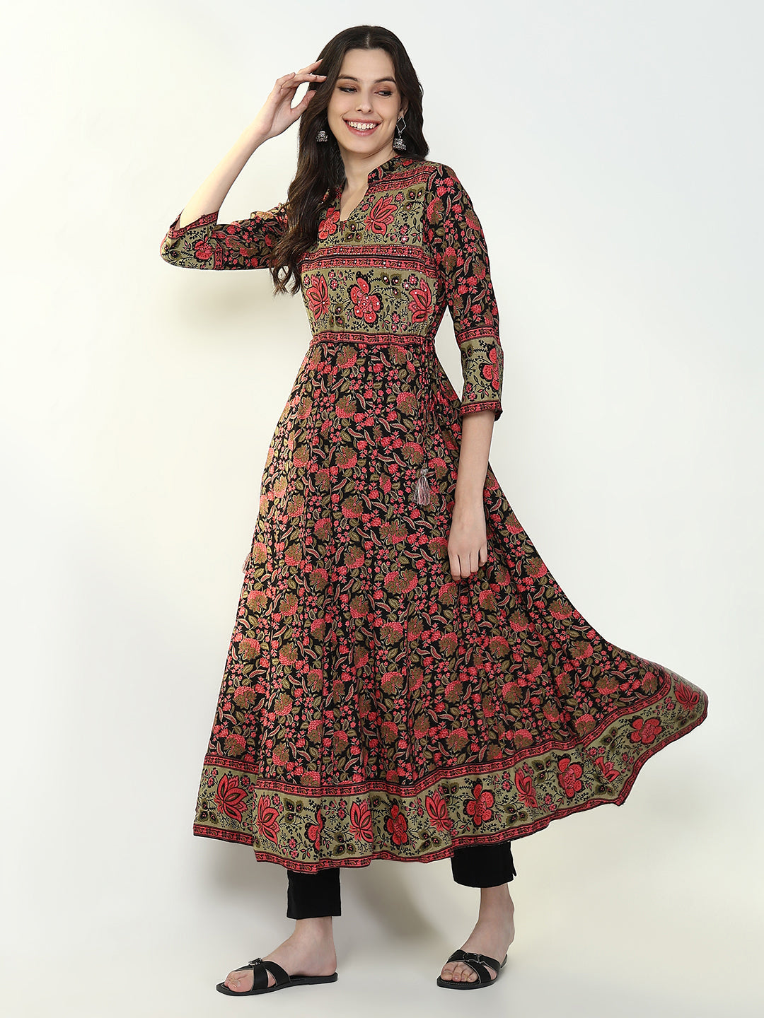 Women Multi Floral Anarkali Kurta