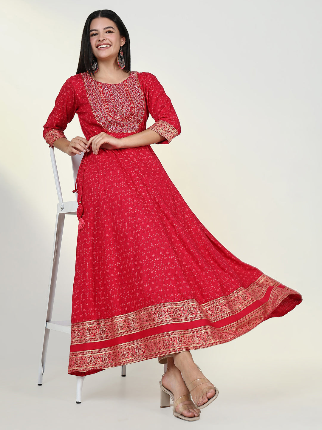 Women Floral Pink Anarkali Kurta