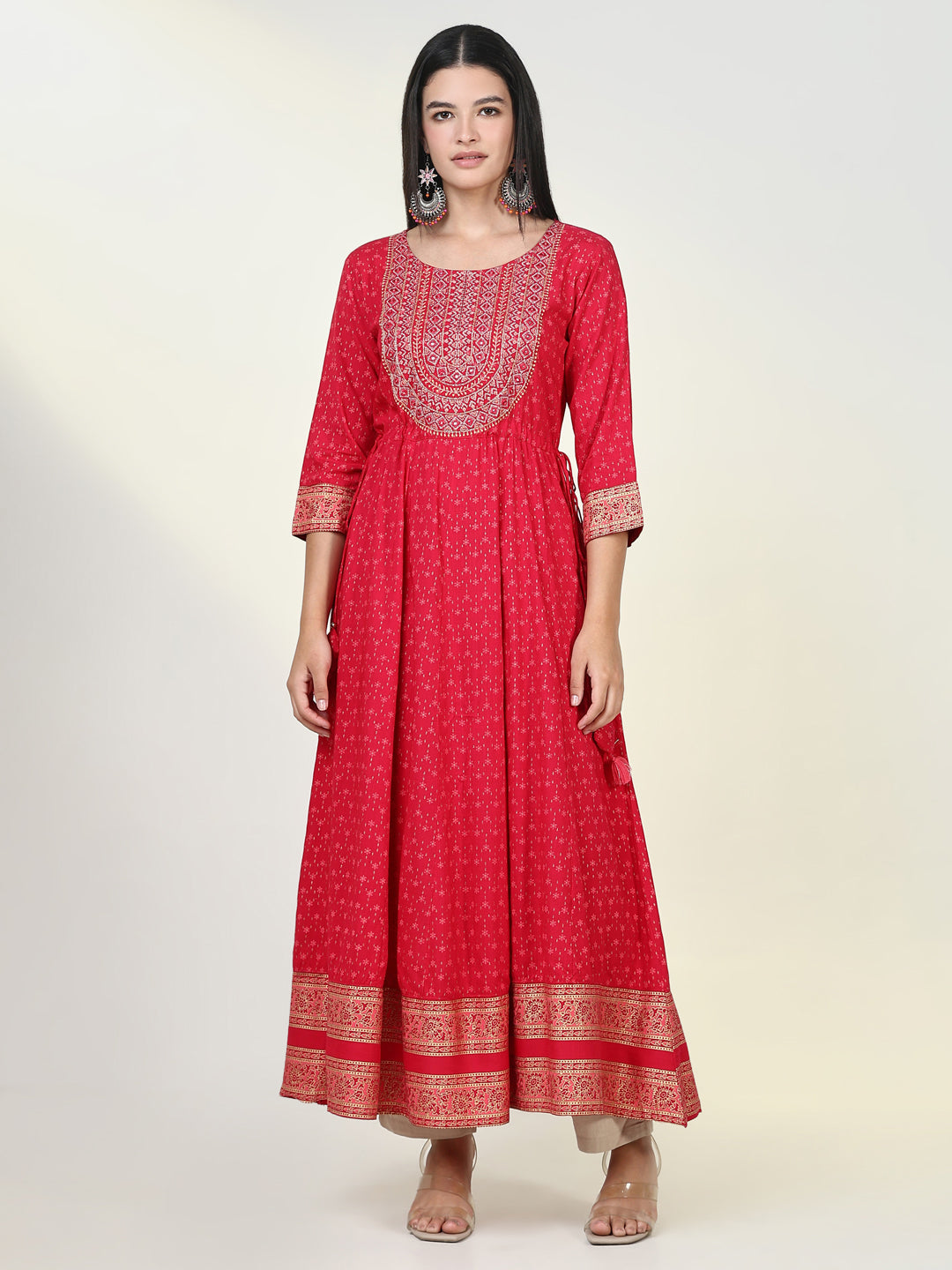 Women Floral Pink Anarkali Kurta