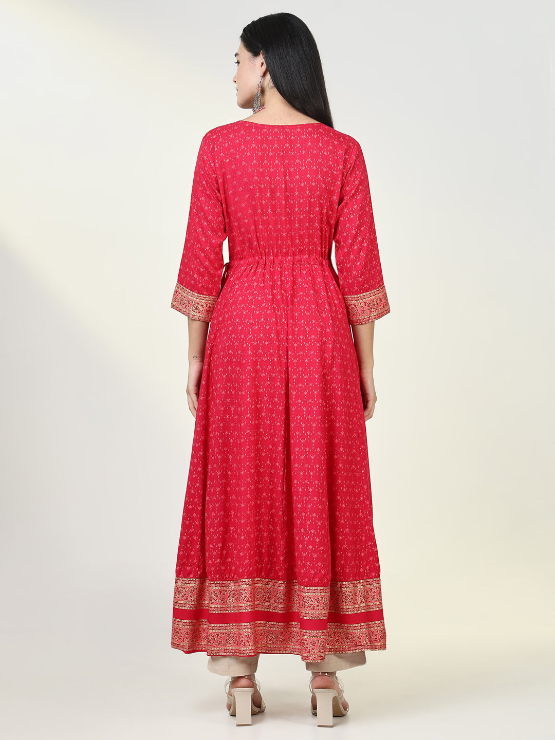 Women Floral Pink Anarkali Kurta