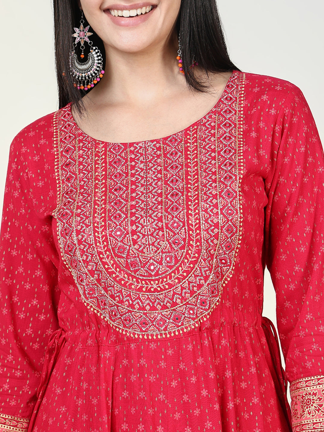 Women Floral Pink Anarkali Kurta