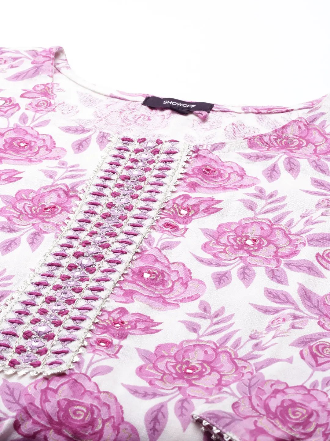 Women's Printed White Straight Kurta