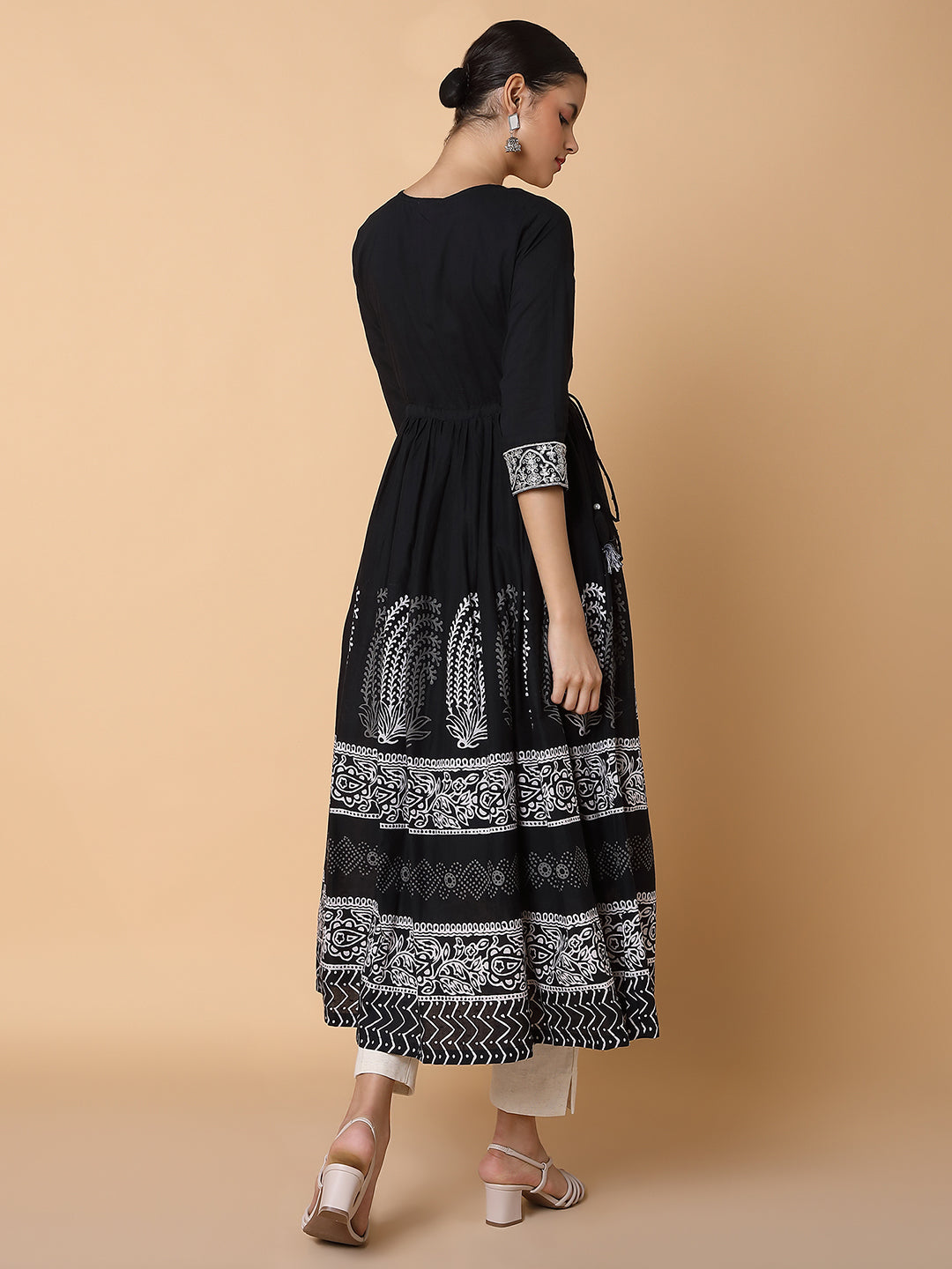 Women Solid Black Anarkali Kurta