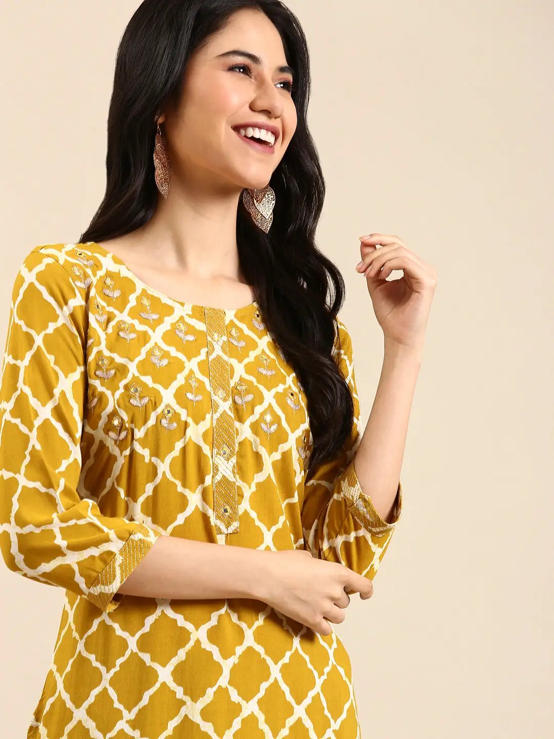 Women's Dyed Mustard Straight Kurta