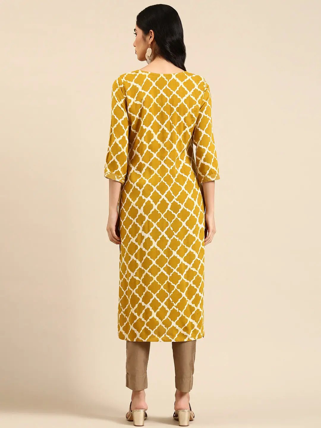 Women's Dyed Mustard Straight Kurta