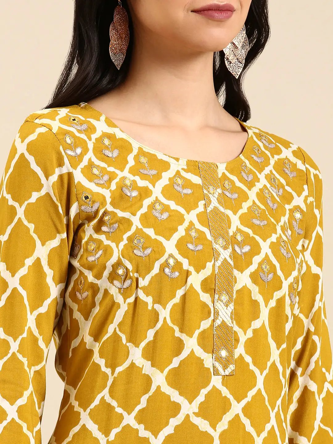 Women's Dyed Mustard Straight Kurta